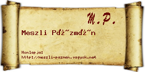 Meszli Pázmán névjegykártya